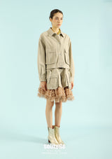 Latte Beige Short Tulle Skirt