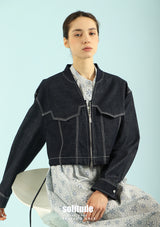 Zip-Up Denim Cropped Jacket