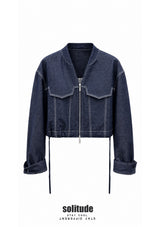 Zip-Up Denim Cropped Jacket