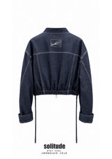 Zip-Up Denim Cropped Jacket