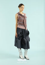 Maroon Patterned Knotted Vest
