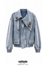 Embroidered Denim Zip Jacket