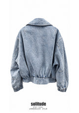 Embroidered Denim Zip Jacket