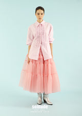 Pink Embroidered Long Sleeves Shrit