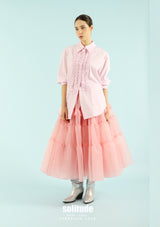 Pink Embroidered Long Sleeves Shrit