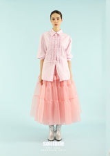 Pink Embroidered Long Sleeves Shrit