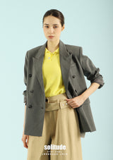 Charcoal Double Breasted Striped Blazer