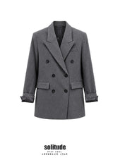 Charcoal Double Breasted Striped Blazer