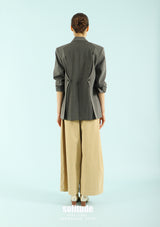 Charcoal Double Breasted Striped Blazer