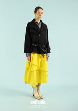 Leather Collar Wool Jacket