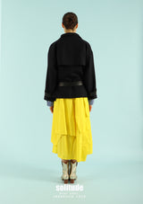 Leather Collar Wool Jacket