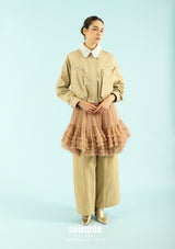 Knitted Collar Woven Zip Jacket