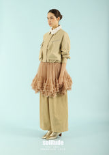Knitted Collar Woven Zip Jacket