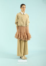 Knitted Collar Woven Zip Jacket