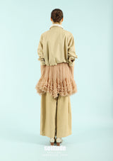 Knitted Collar Woven Zip Jacket