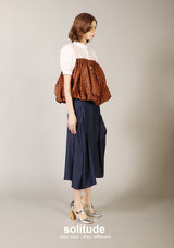 Mixed Fabric Brown Bubble Shirt