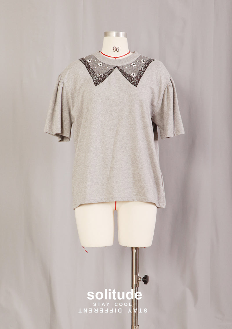 Grey Embroidered Tee