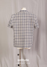 Blue Checked Short Sleeves Jacket