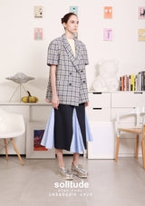 Blue Checked Short Sleeves Jacket