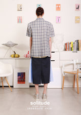 Blue Checked Short Sleeves Jacket