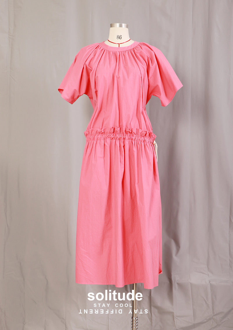 Shocking Pink Drawstring Dress