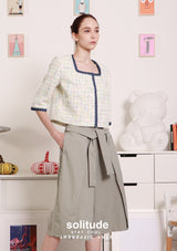 Denim Trimmed Tweed Jacket