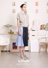 Grey Drawstring Woven Top