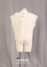 Beige Ruffles Sleeveless Shirt