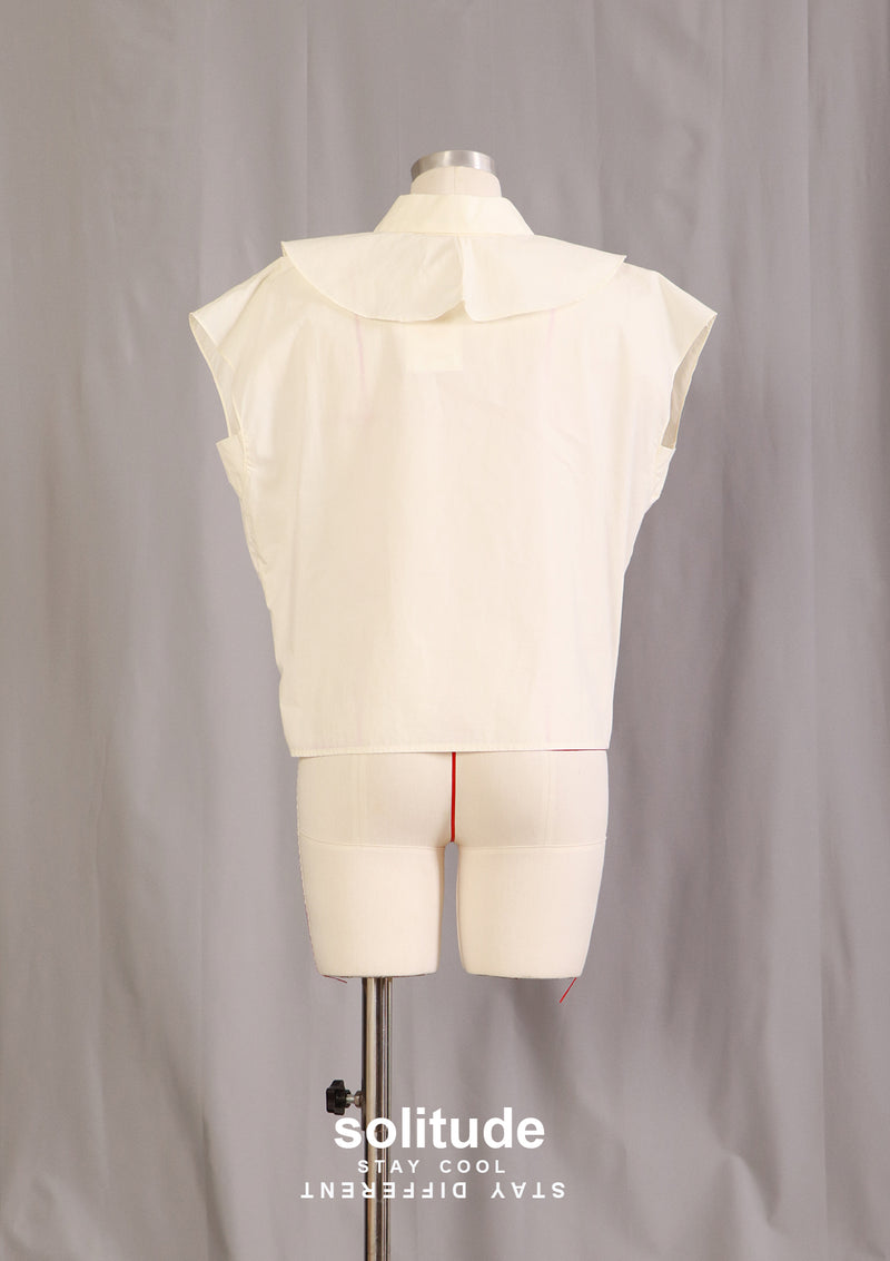 Beige Ruffles Sleeveless Shirt