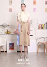 Beige Ruffles Sleeveless Shirt