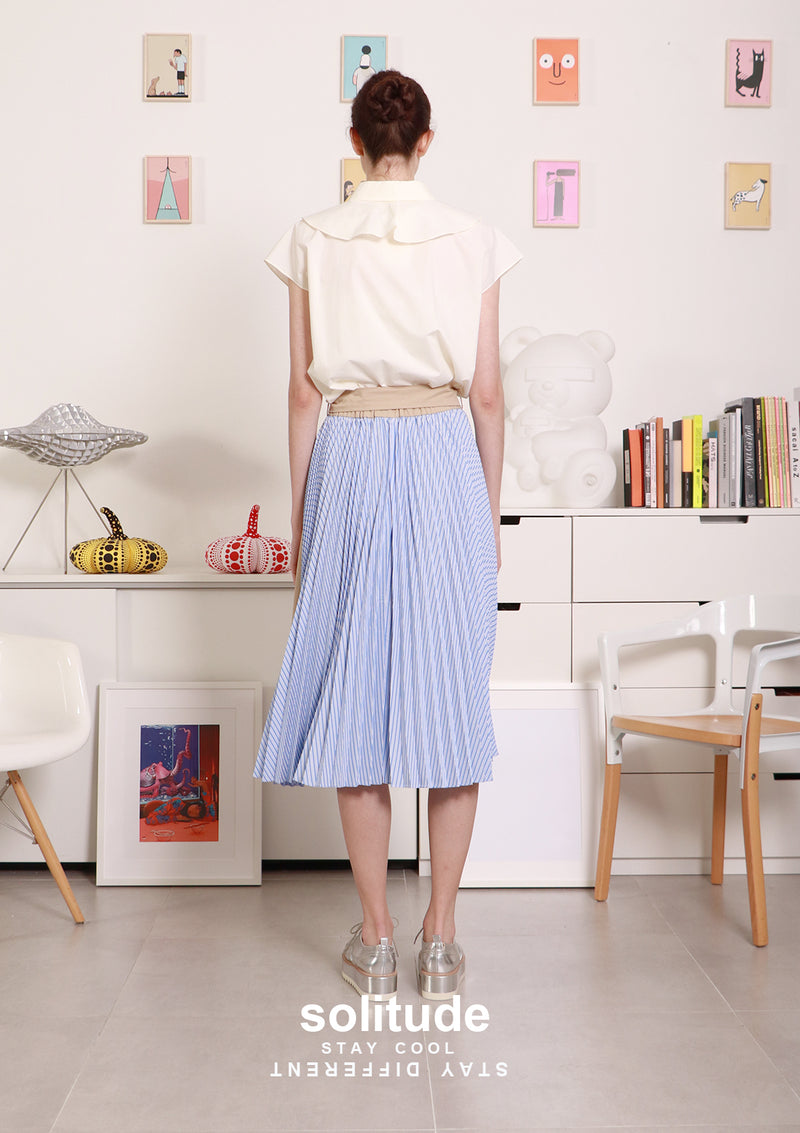Beige Ruffles Sleeveless Shirt
