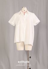 White Asymmetric Pleated Shirt