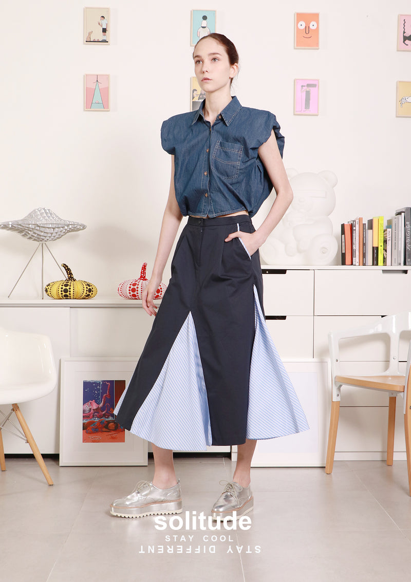 Denim Paded Sleeveless Shirt