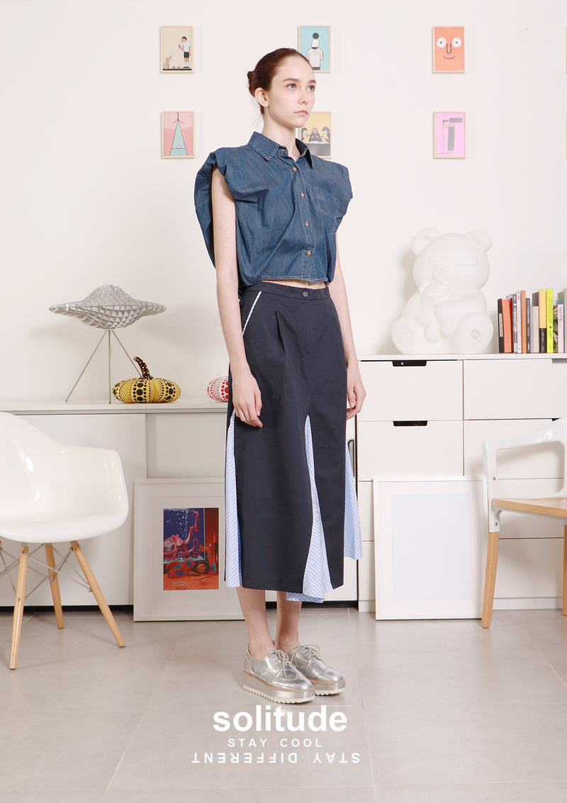 Denim Paded Sleeveless Shirt