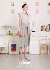 Beige Striped Sleeveless Shirt