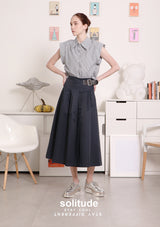 Grey Striped Sleeveless Shirt