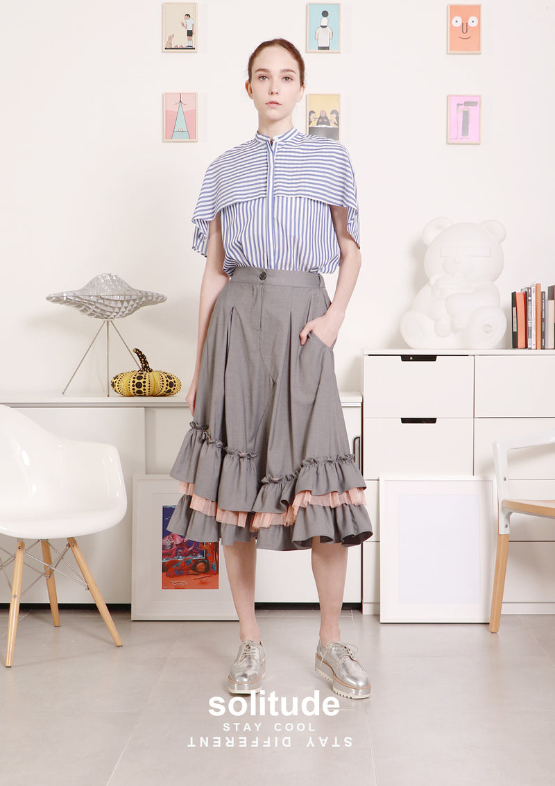 Blue Striped Cloak Top