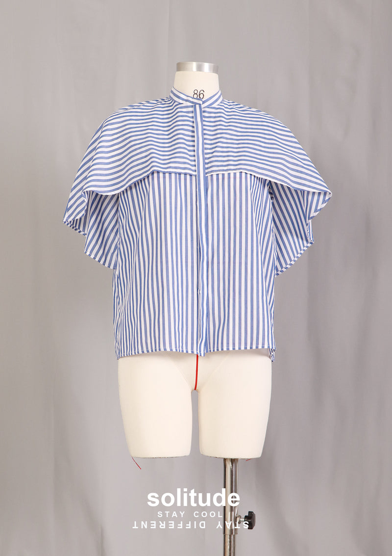 Blue Striped Cloak Top