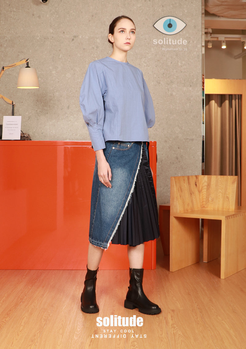Blue Dolman Sleeved Woven Top