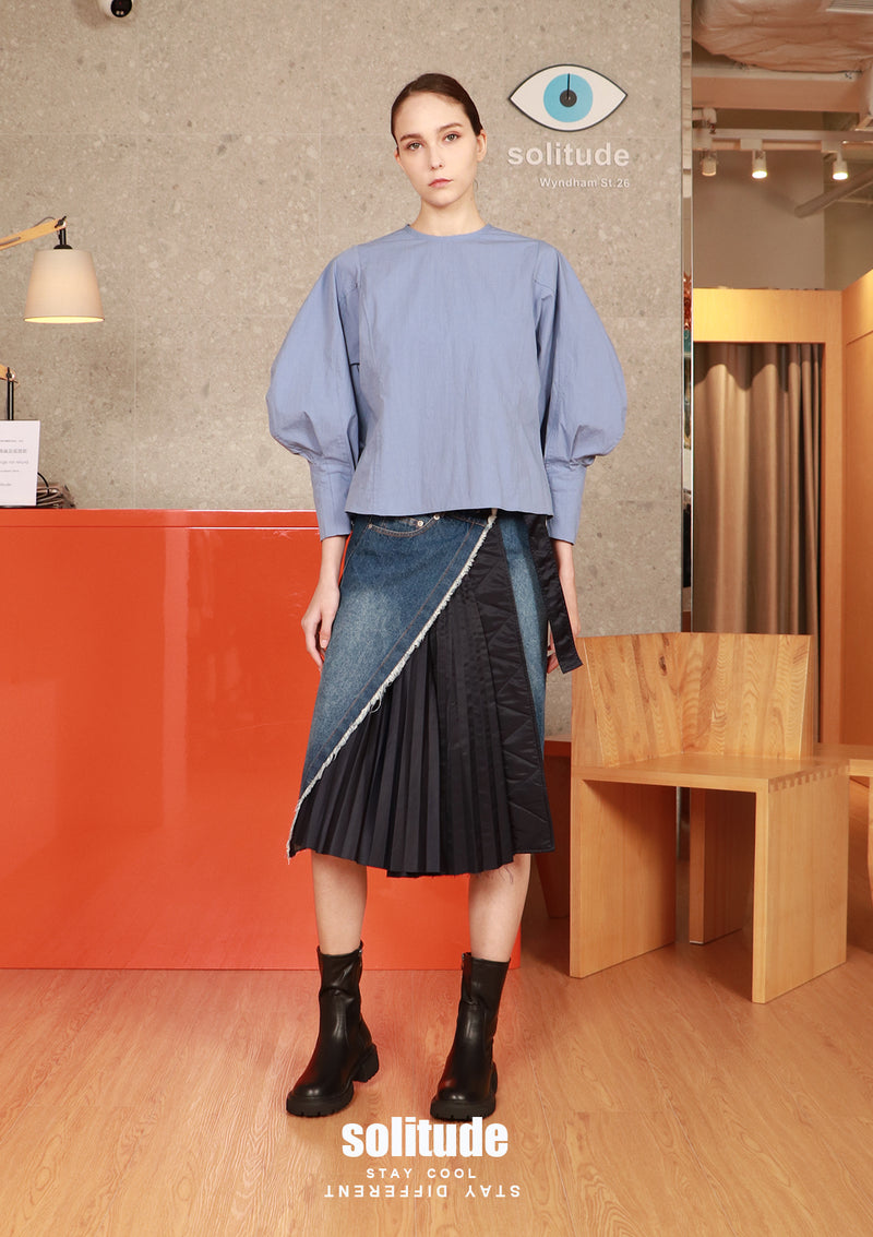 Blue Dolman Sleeved Woven Top