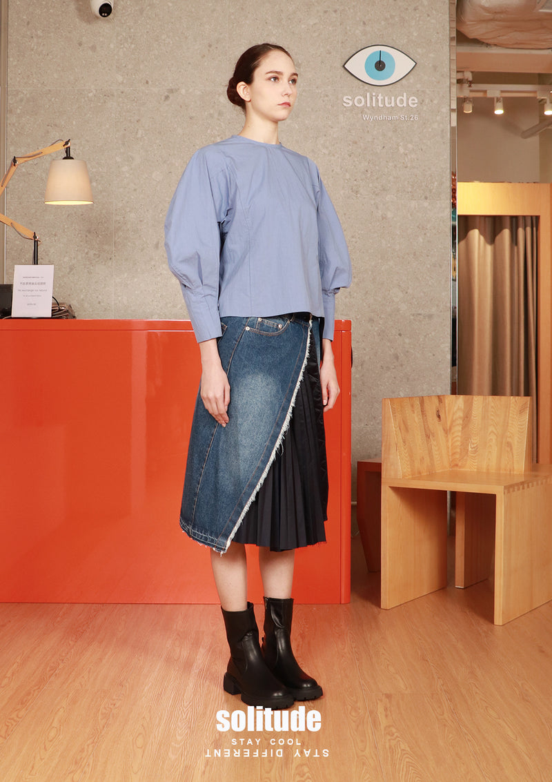 Blue Dolman Sleeved Woven Top