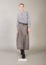 Grey Double Waistband Long Skirt