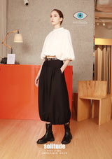 Black Double Waistband Skirt with Belt