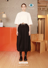 Black Double Waistband Skirt with Belt