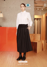 Black Detachable Pleats Woven Skirt