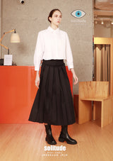 Black Detachable Pleats Woven Skirt