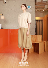 Khaki Washed Nylon Drawstring Skirt