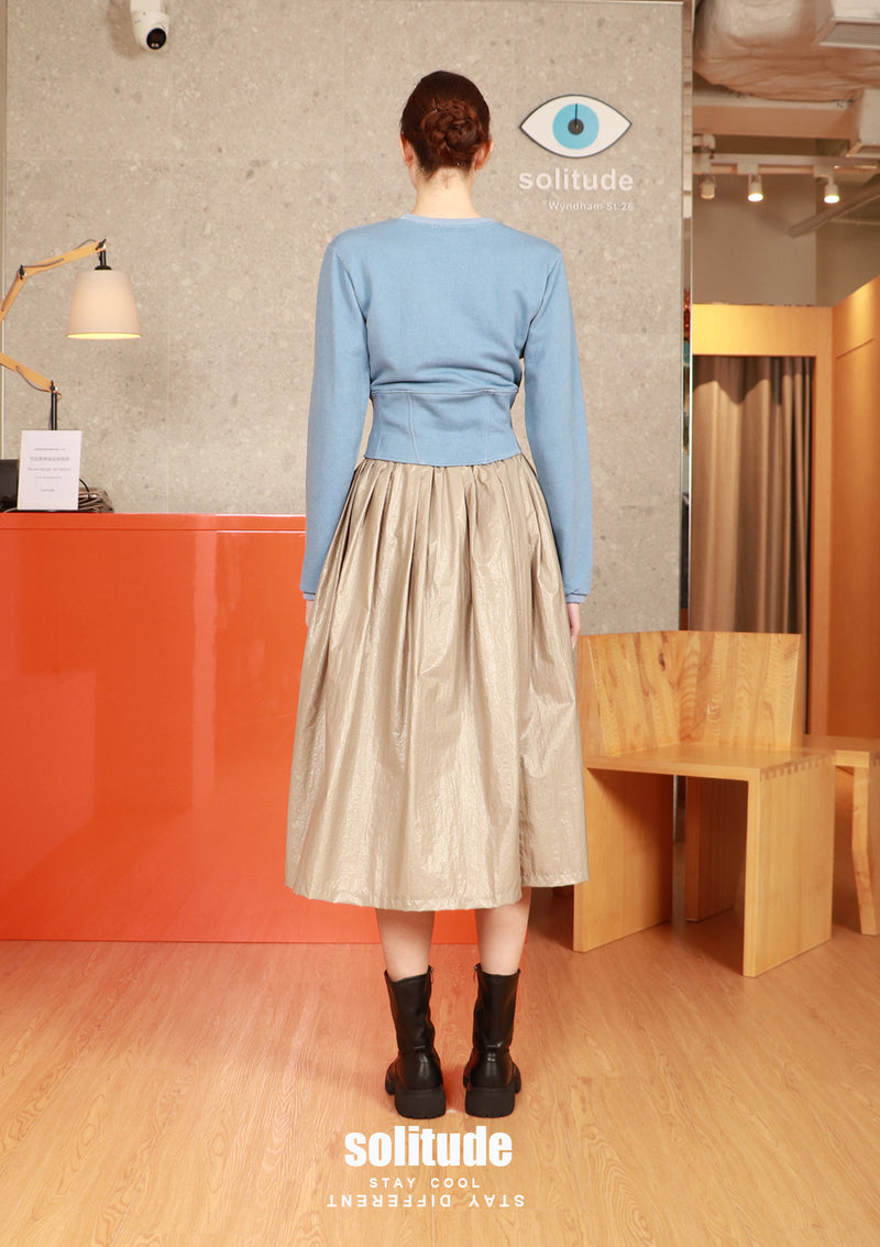 Grey Wax Coating Woven Skirt