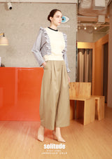 Mixed Fabric Striped Sleeves Knit Top