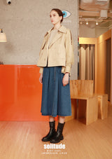 Beige Double Breasted Chiffon Sleeve Jacket